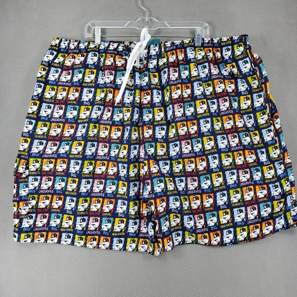 Big Dogs Swim Trunks Mens 4X Multicolor Graphic‎ All Over Print Mesh Lined 90s